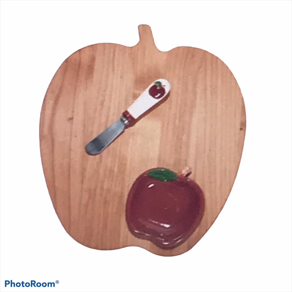 NIB - OUT OF HE WOODS OF OREGON - Red Apple Dipping Bowl & Spreader